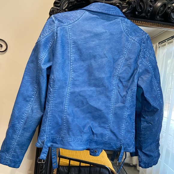 Vintage blue “leather” motto jacket - Picture 5 of 10